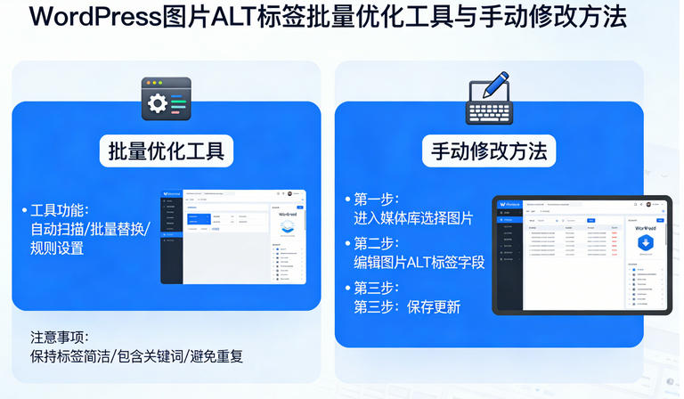 WordPress图片ALT标签批量优化工具与手动修改方法